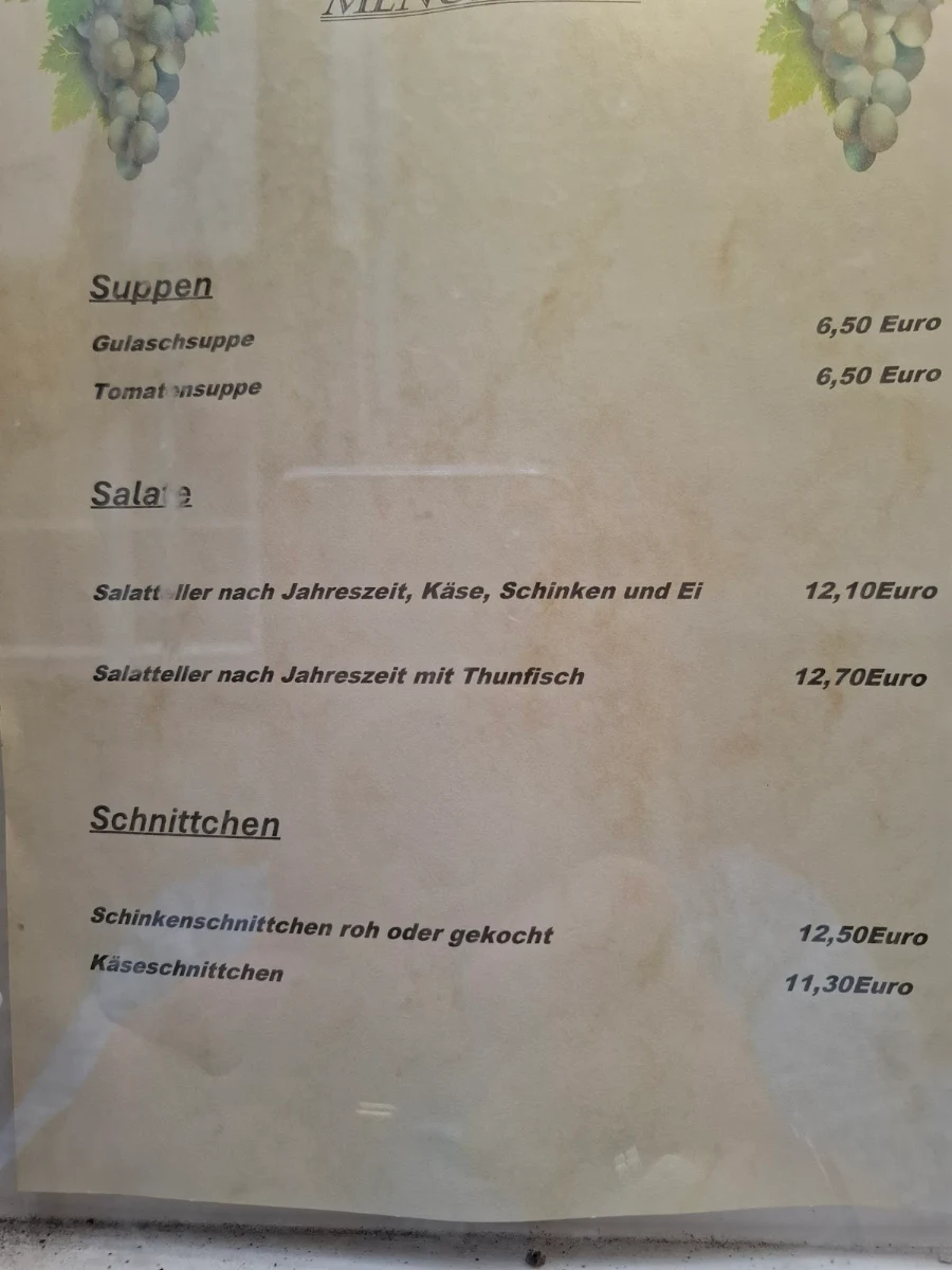 Speisekarte, Gaststätte am Balduinstor