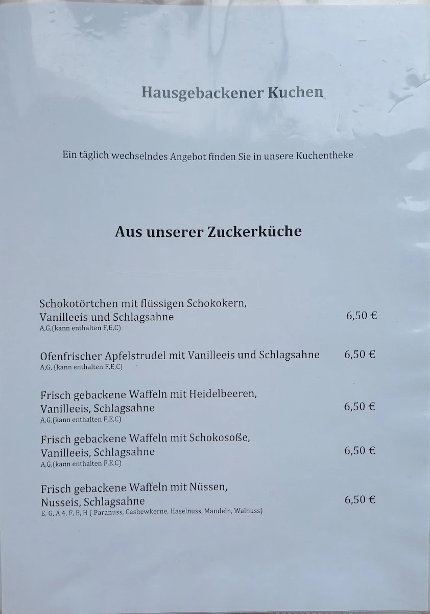 Speisekarte, Restaurant August Horch