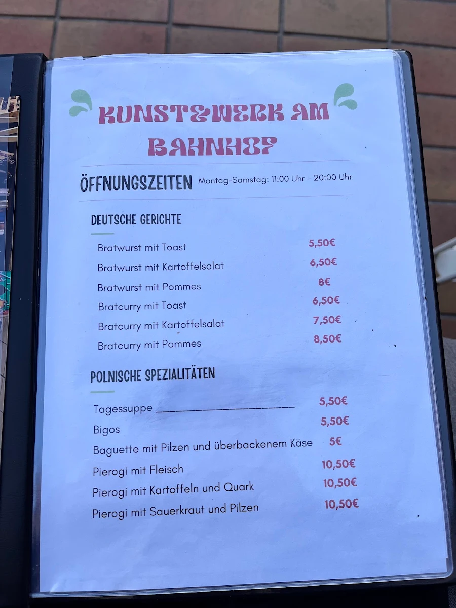 Speisekarte, Kunstwerk Bahnhof