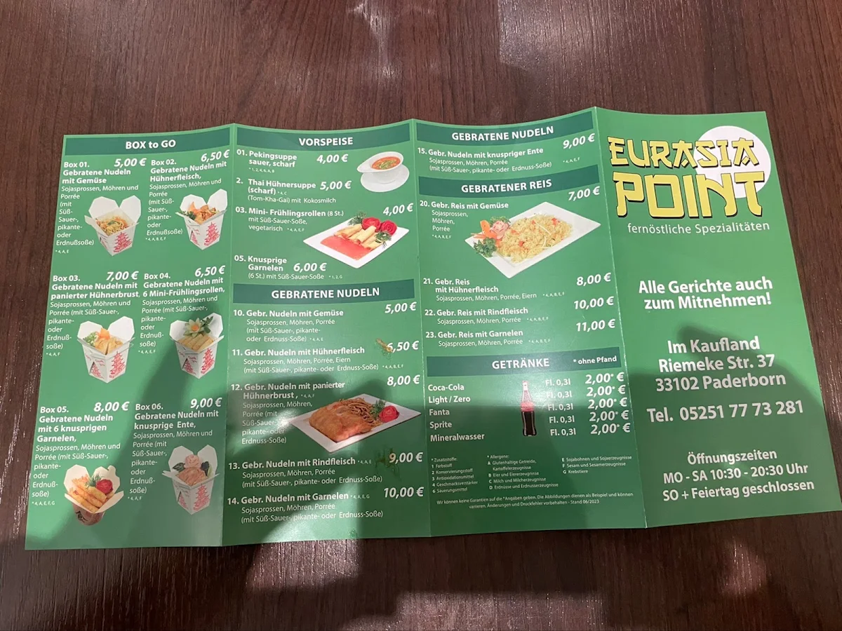 Speisekarte, Eurasia-Point