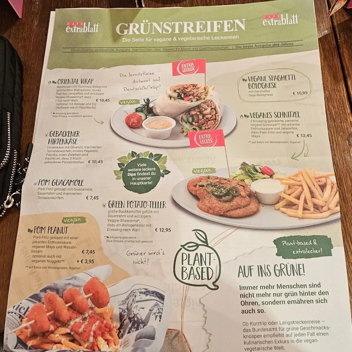 Speisekarte, Cafe Extrablatt Ulm