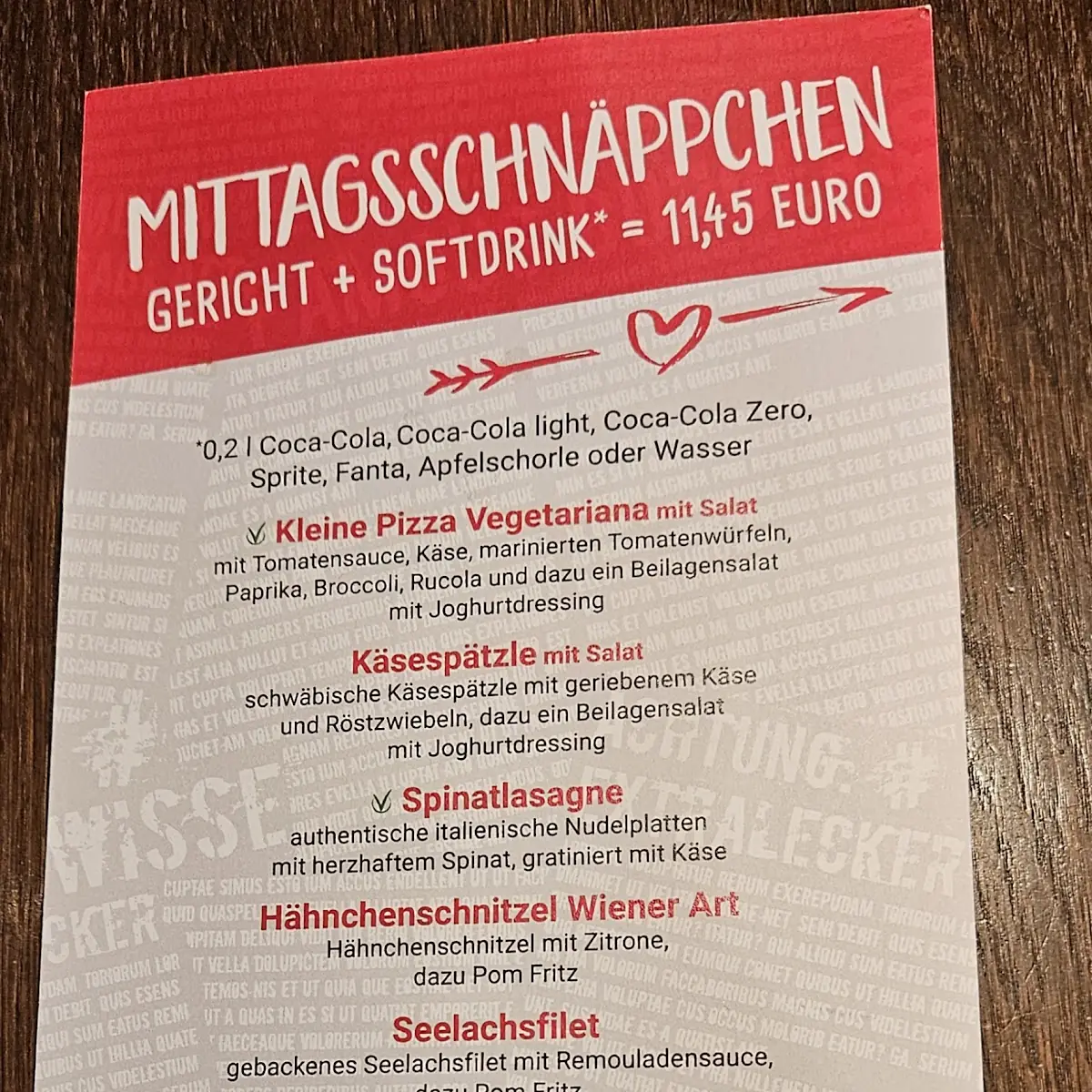 Speisekarte, Cafe Extrablatt Ulm
