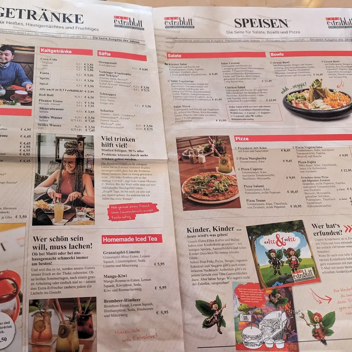 Speisekarte, Cafe Extrablatt Ulm