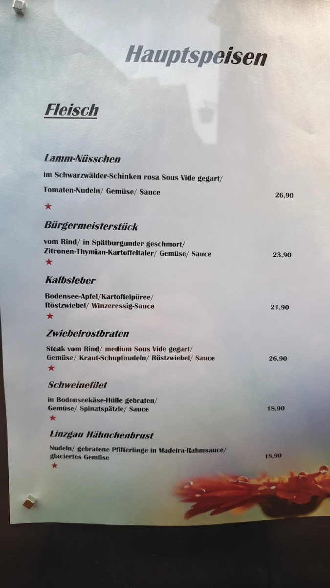 Speisekarte, Bürgerbräu