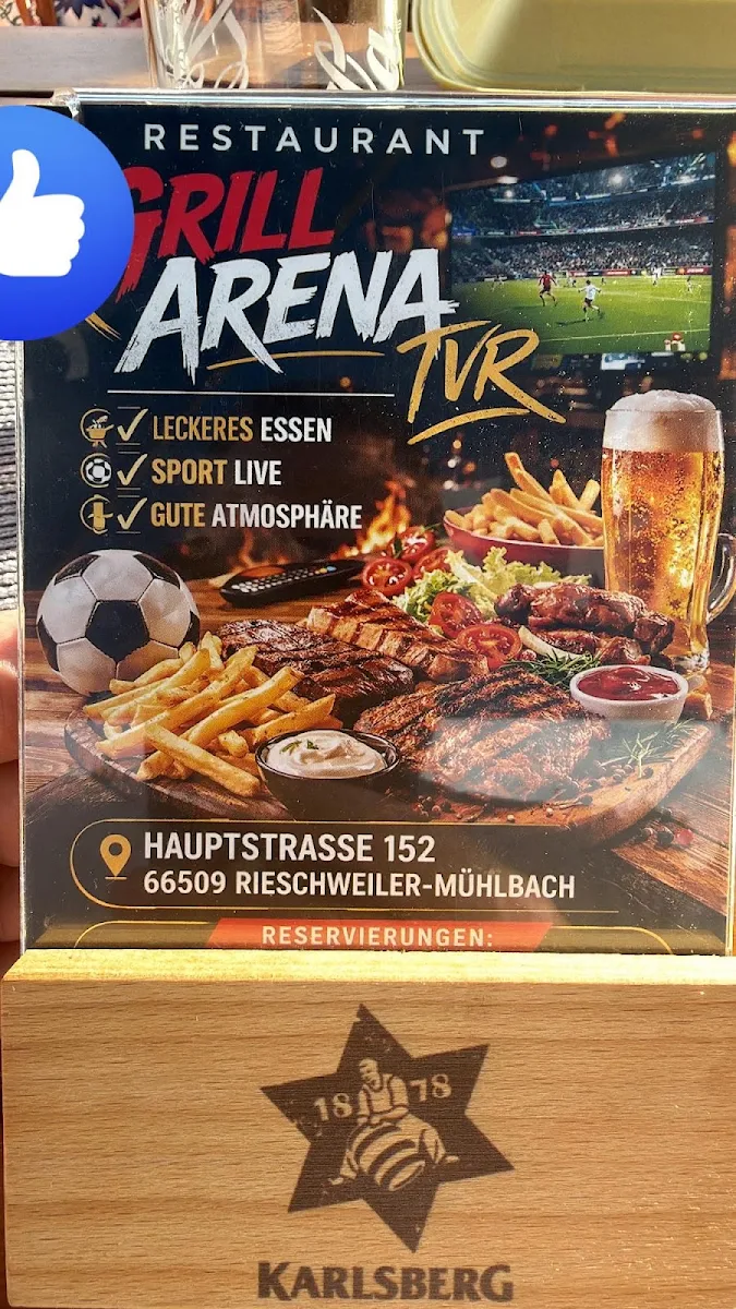 Speisekarte, Grill Arena TVR