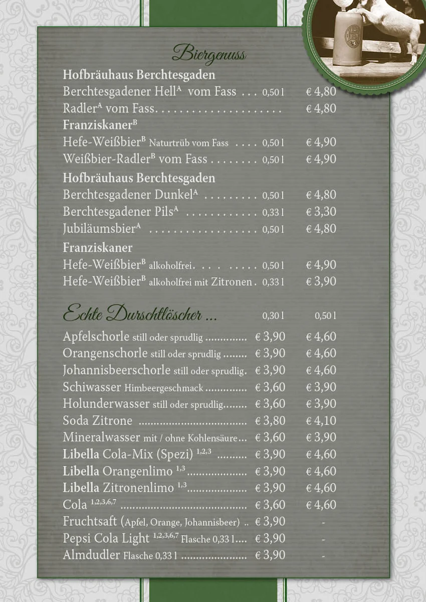 Speisekarte, Berggaststätte Söldenköpfl