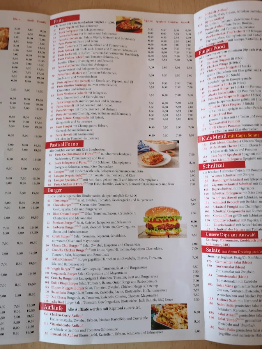 Speisekarte, Pizza Corner