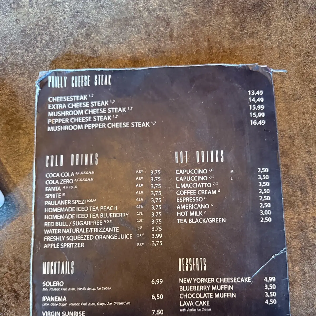Speisekarte, Unique Burger