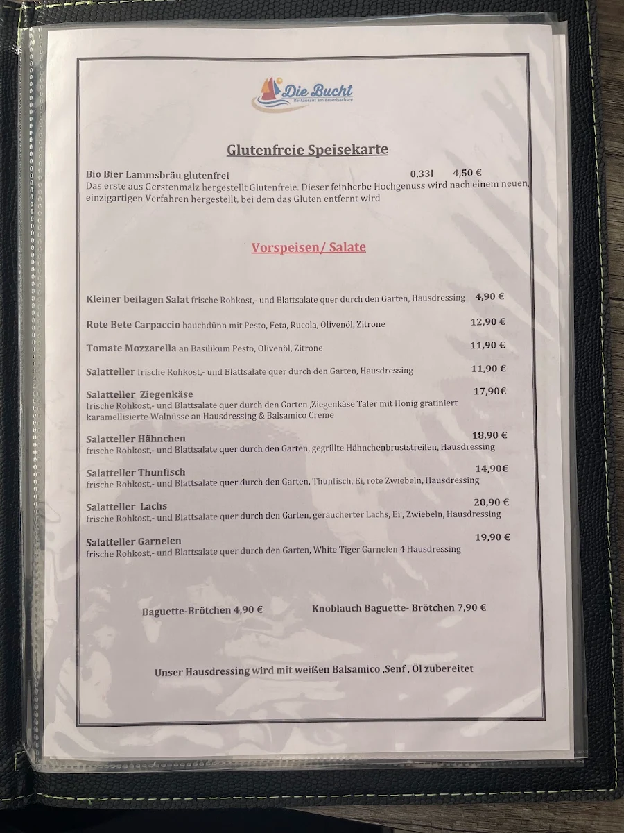 Speisekarte, Die Bucht am Brombachsee
