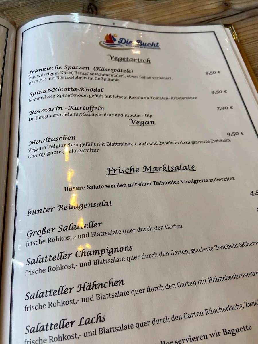 Speisekarte, Die Bucht am Brombachsee