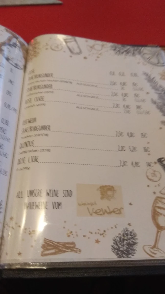 Speisekarte, Restaurant Glücksschenke