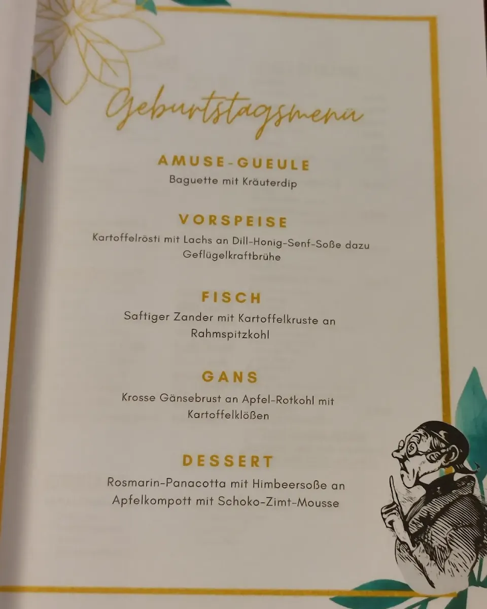 Speisekarte, Restaurant Glücksschenke