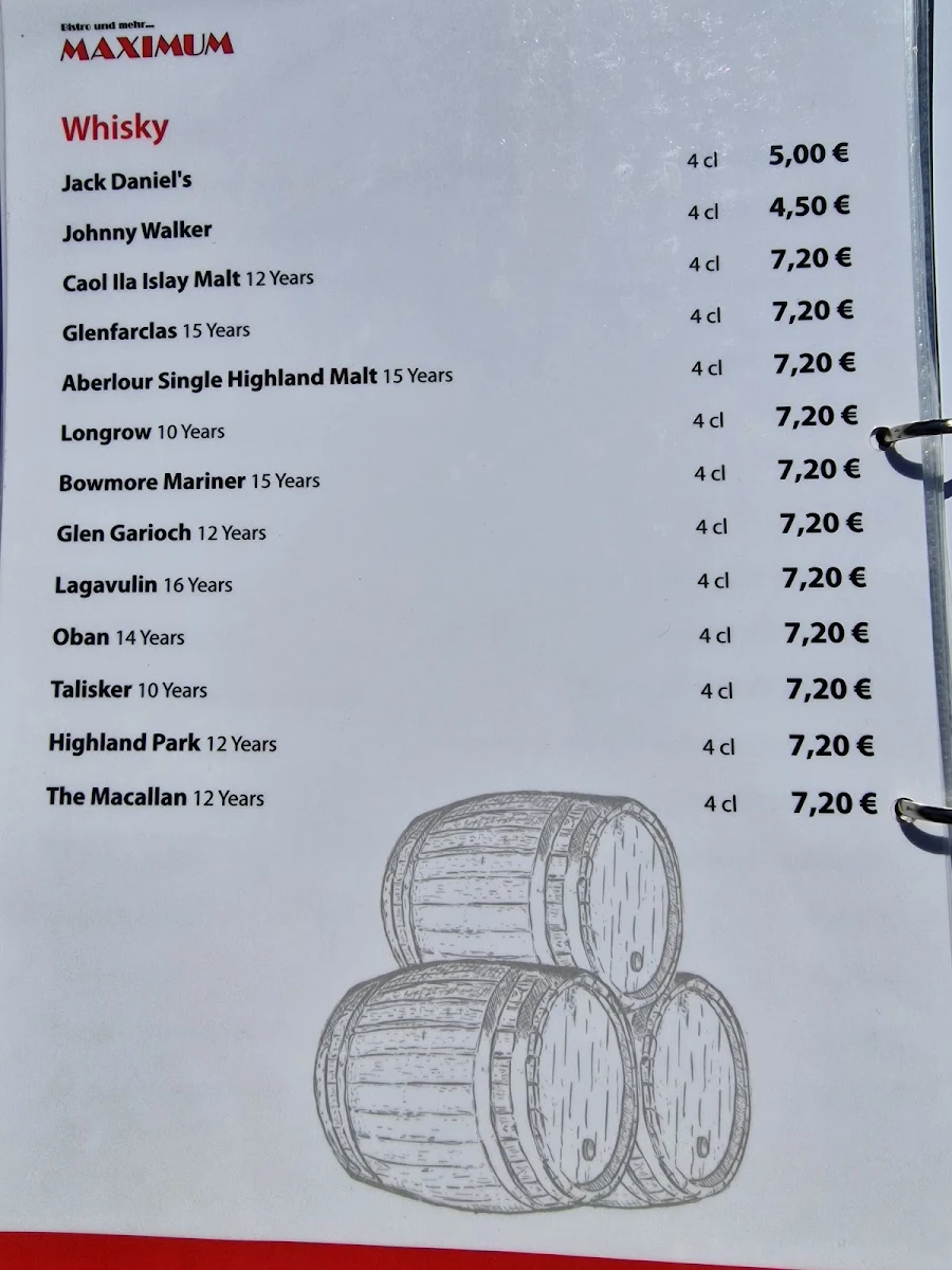 Speisekarte, Maxim's Restaurant