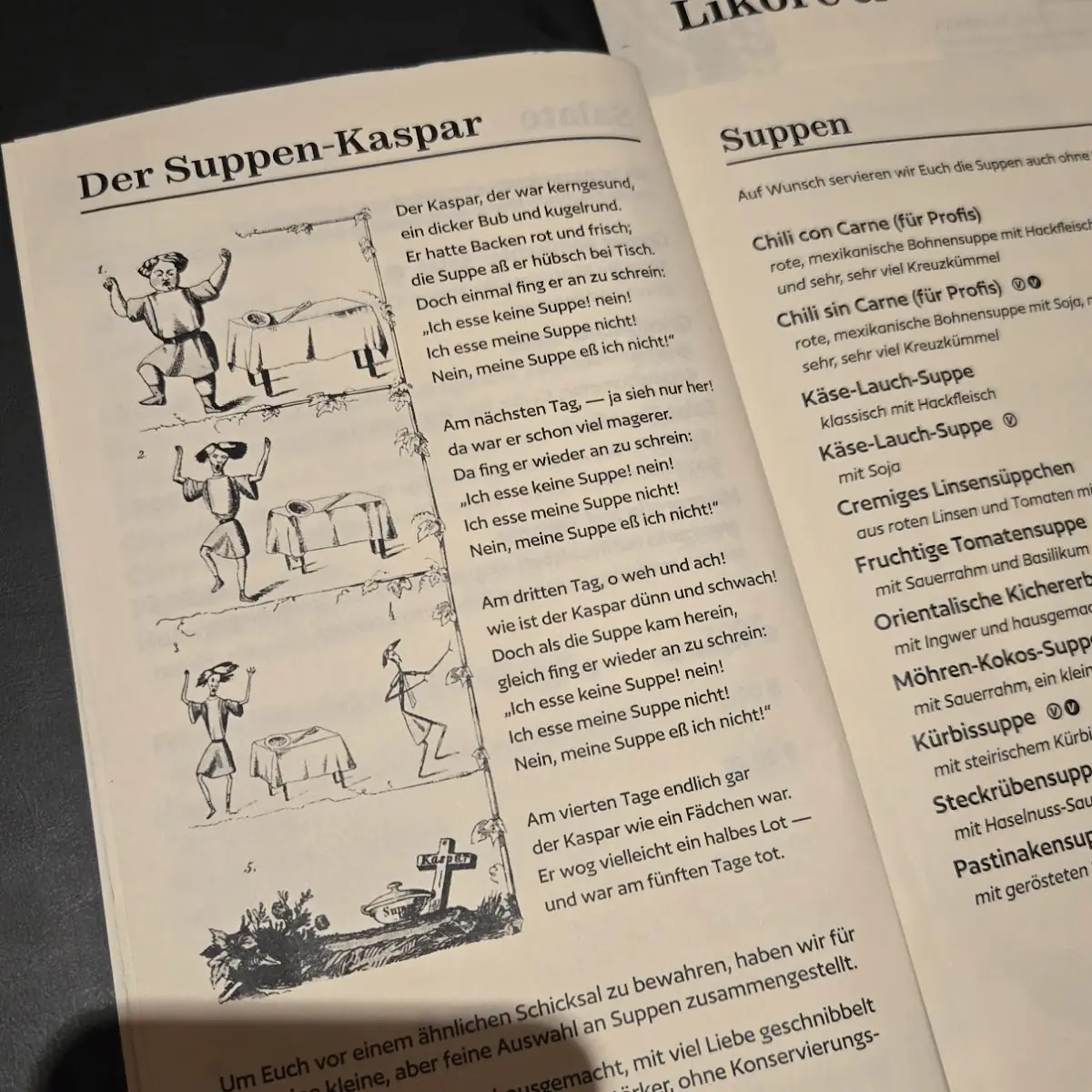 Speisekarte, Café Konkret