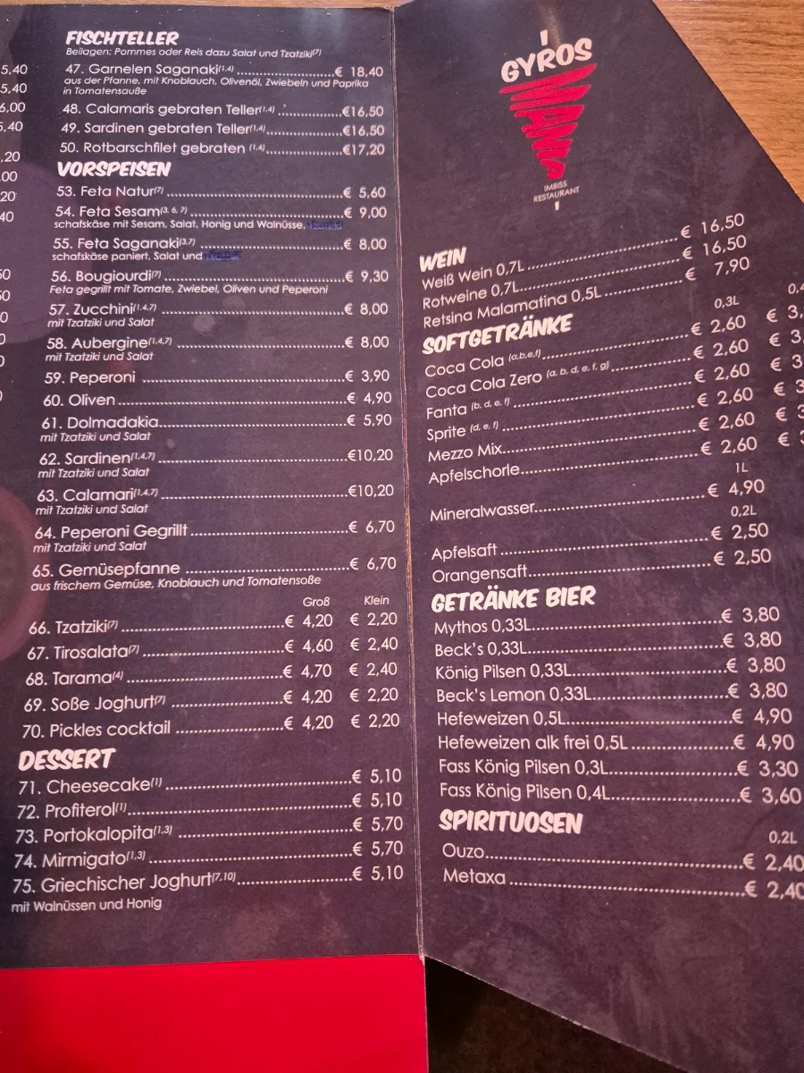 Speisekarte, Gyros Mania