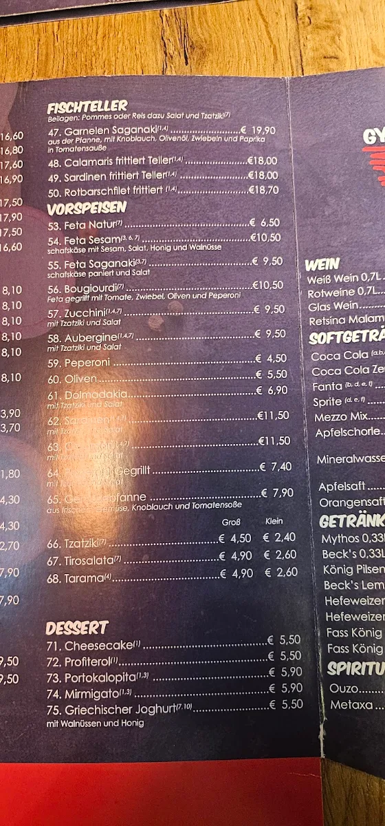 Speisekarte, Gyros Mania