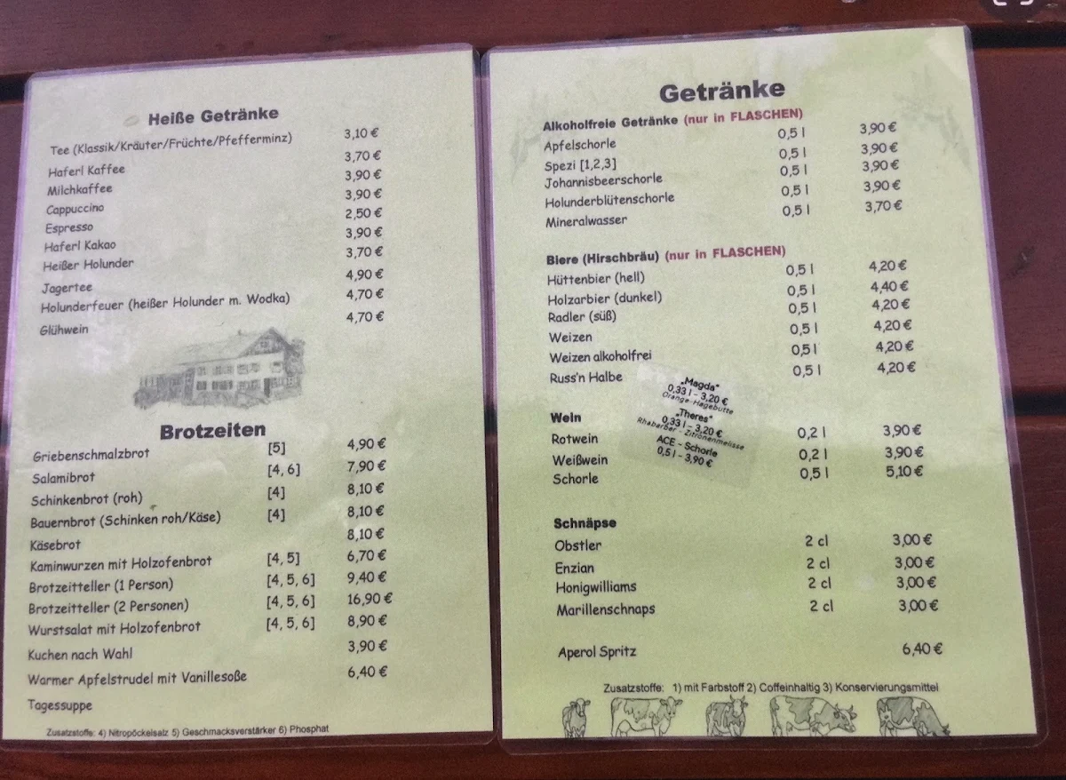 Speisekarte, Brotzeitstüble Haseltopf
