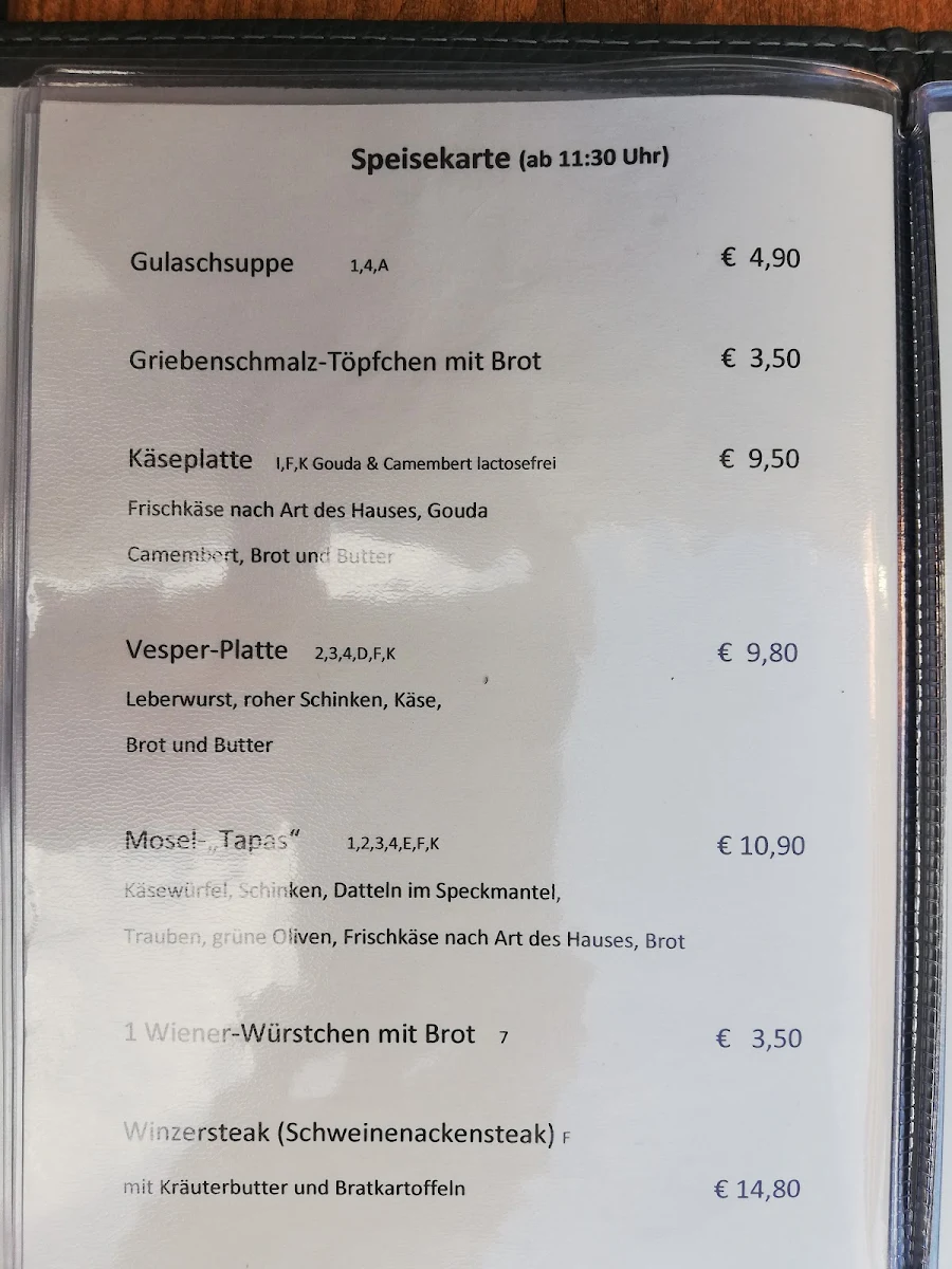 Speisekarte, Anke's Weinbistro