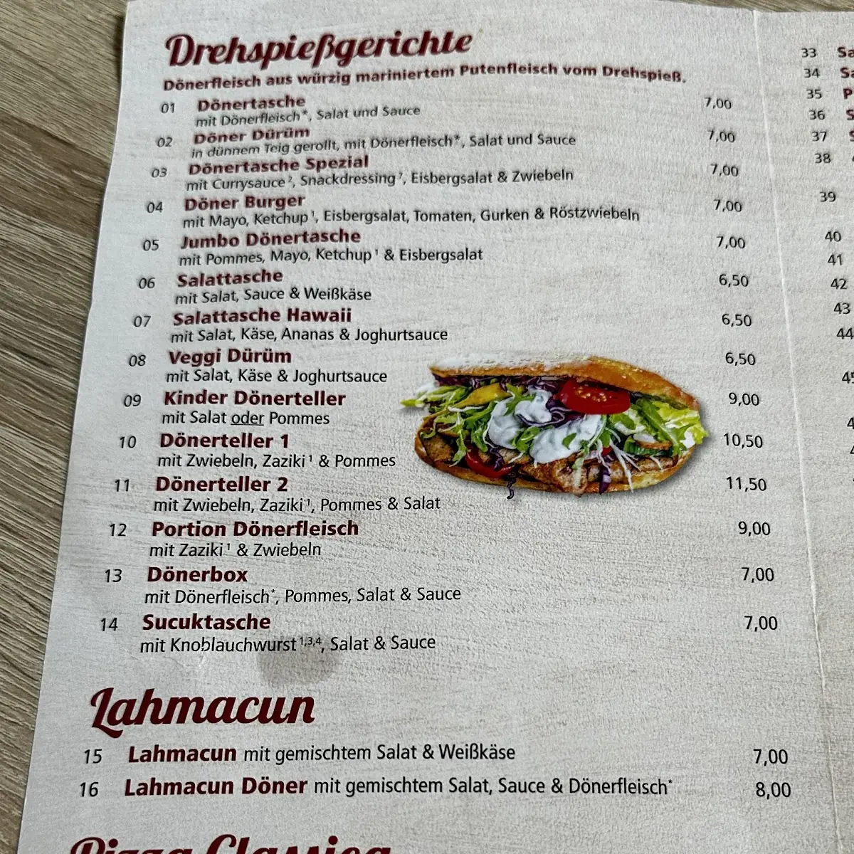 Speisekarte, La MuRo