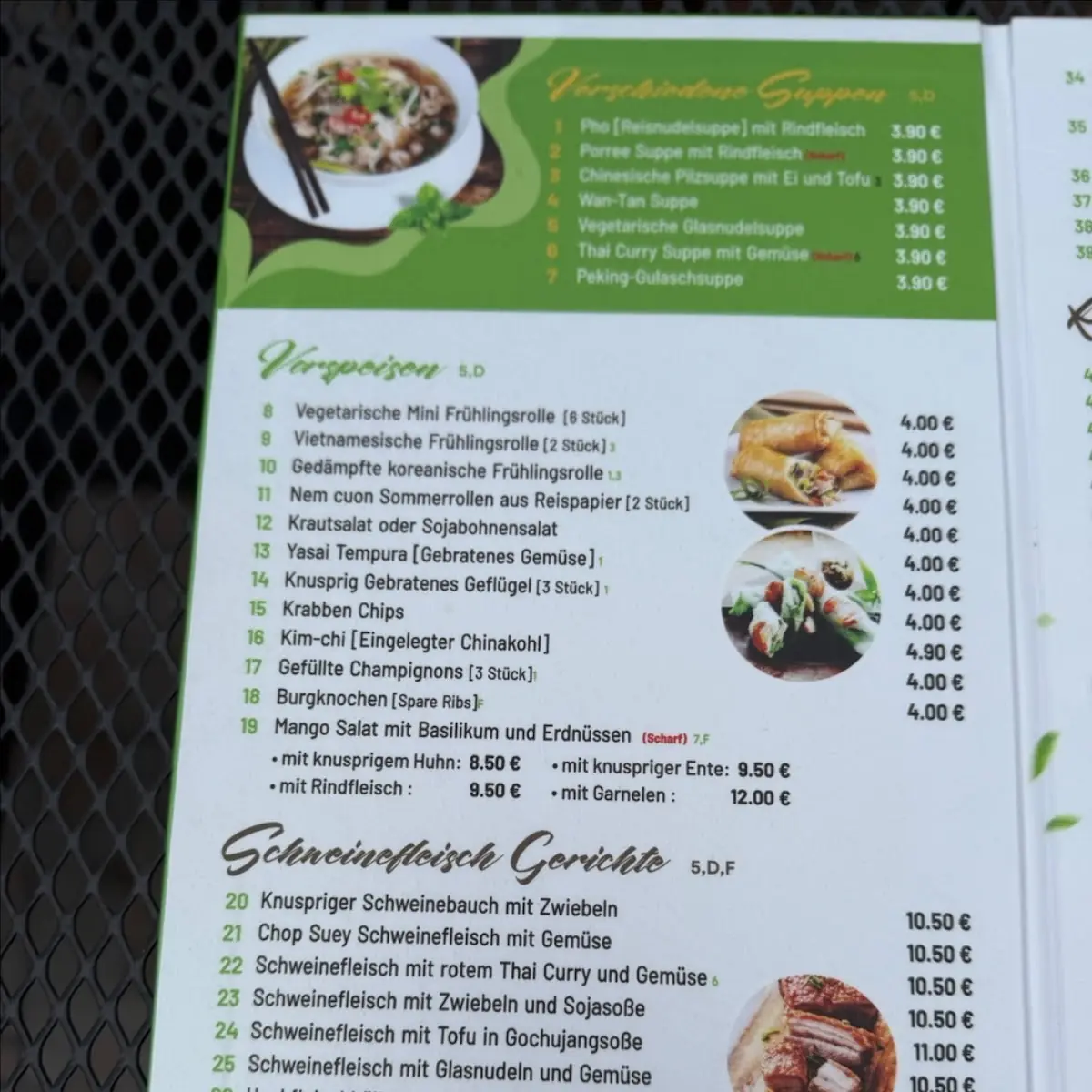 Speisekarte, Alte Burgschänke