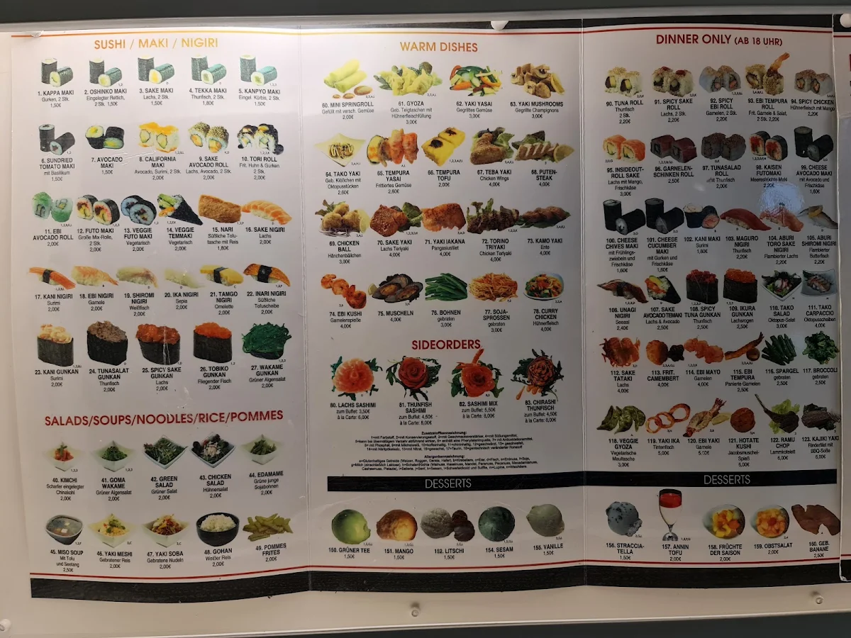 Speisekarte, Oishii Sushi & Grill