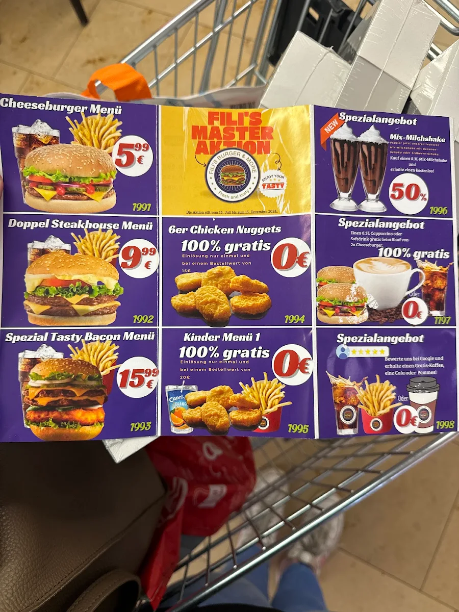 Speisekarte, Fili'S Burger & More