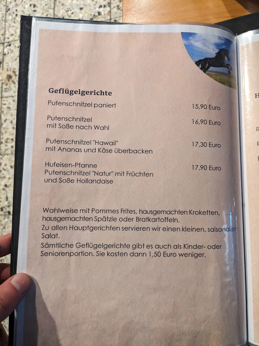 Speisekarte, Reiterschänke