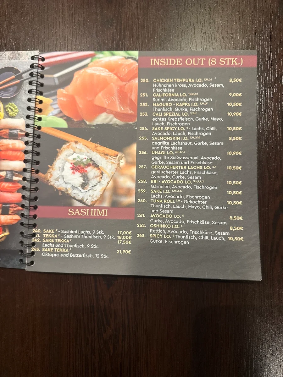 Speisekarte, Amada Restaurant
