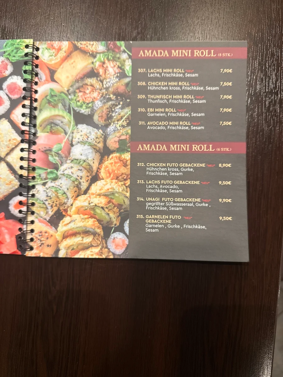 Speisekarte, Amada Restaurant