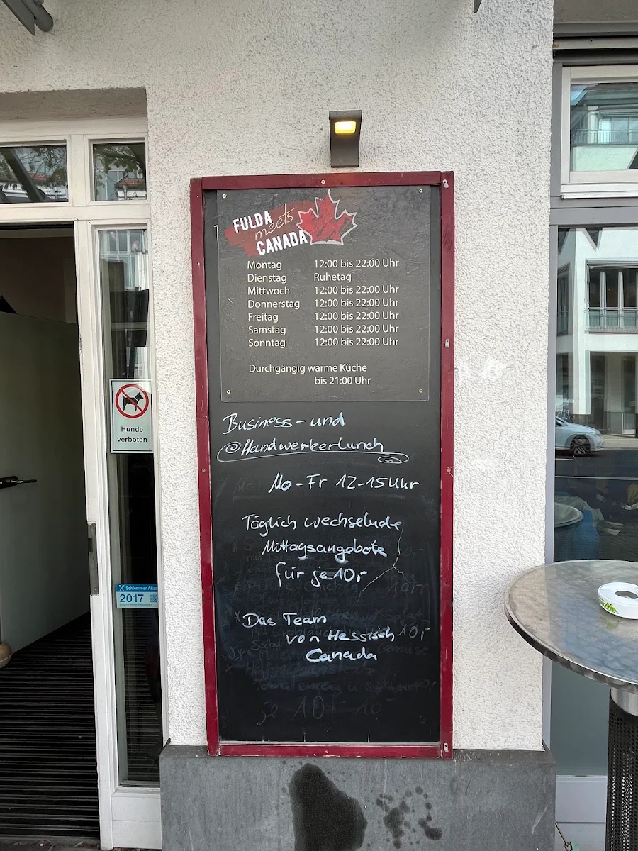 Speisekarte, Hessisch Canada Fulda