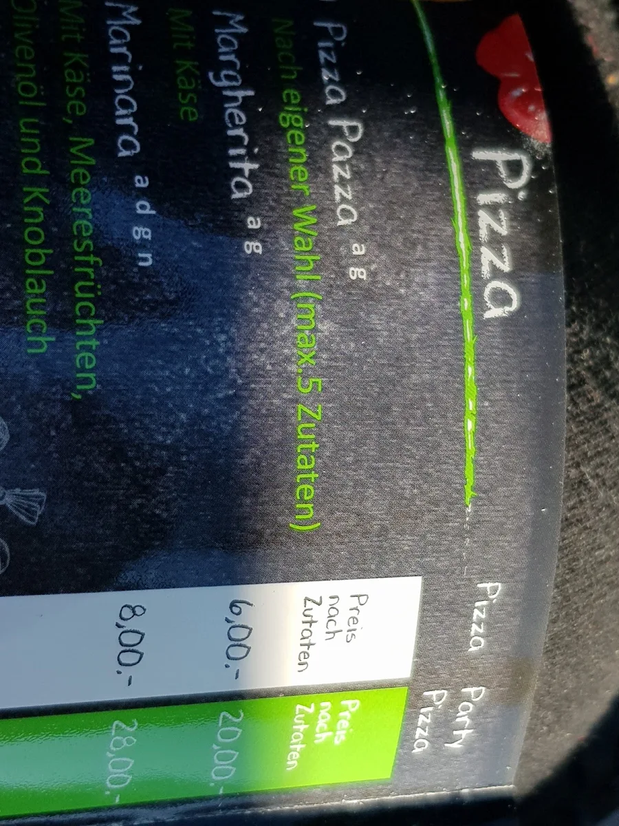 Speisekarte, Pizzeria Pizza Pazza