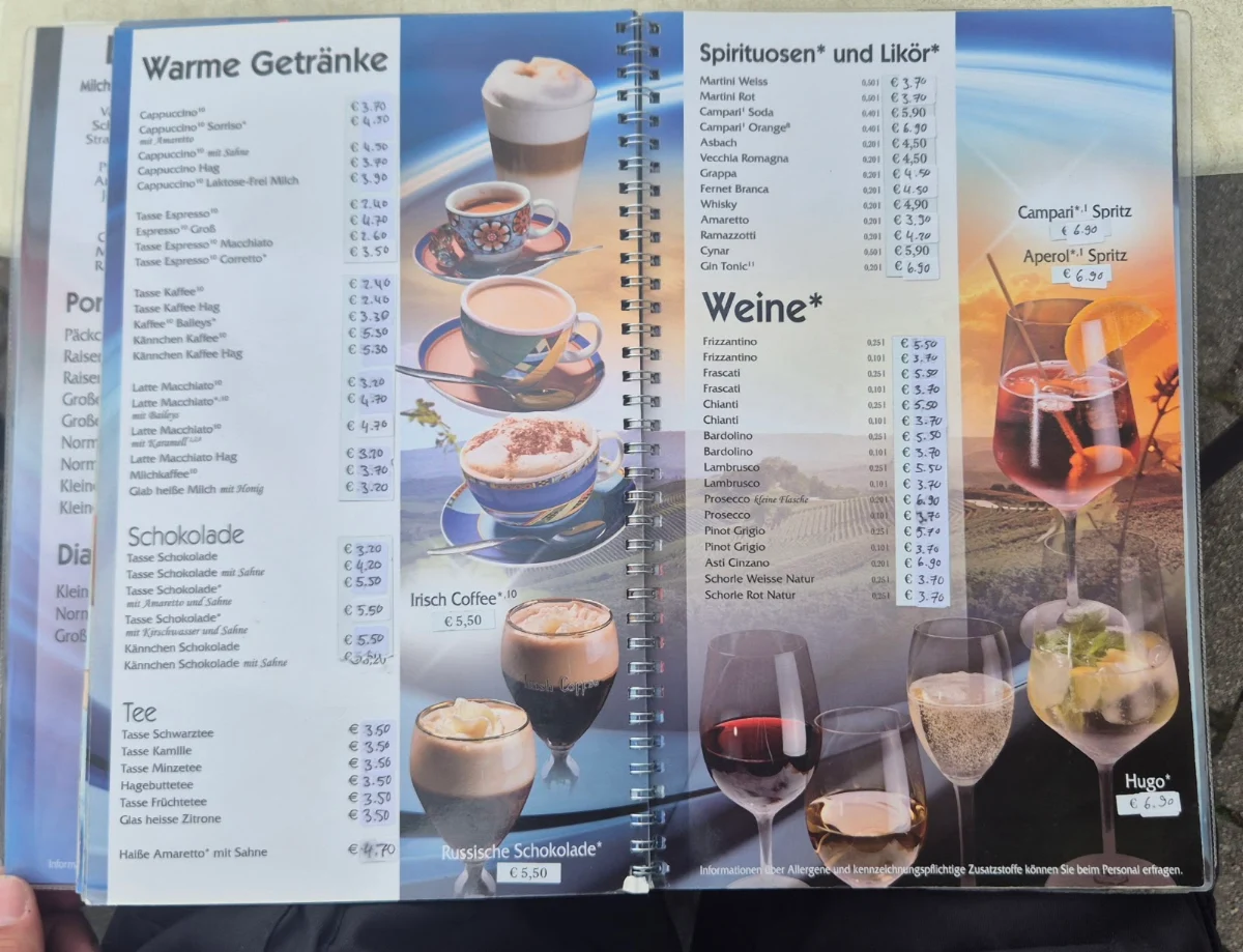 Speisekarte, Eis Café und Gelateria Porto Re