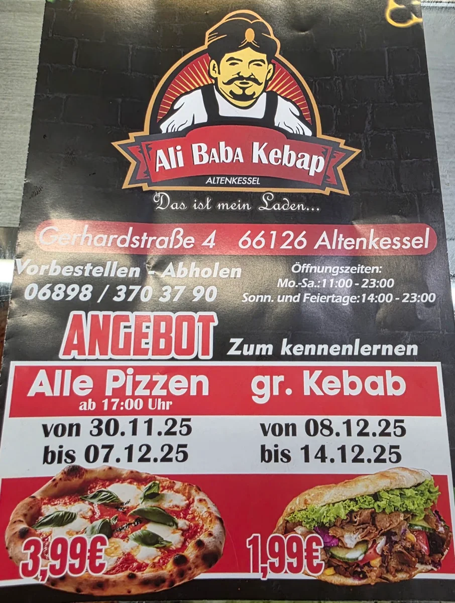 Speisekarte, Ali Baba Kebap