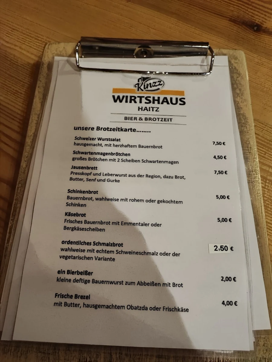 Speisekarte, Anne's Wirtshaus Haitz