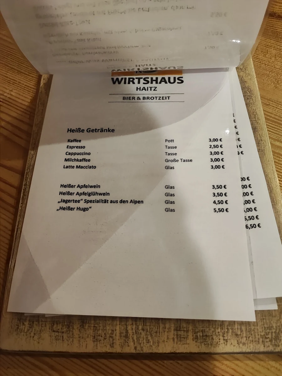 Speisekarte, Anne's Wirtshaus Haitz