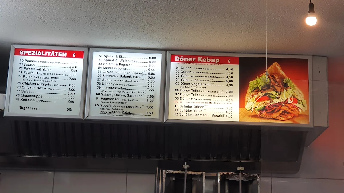 Speisekarte, NECKAR DÖNER + Pizza + Kebaphaus