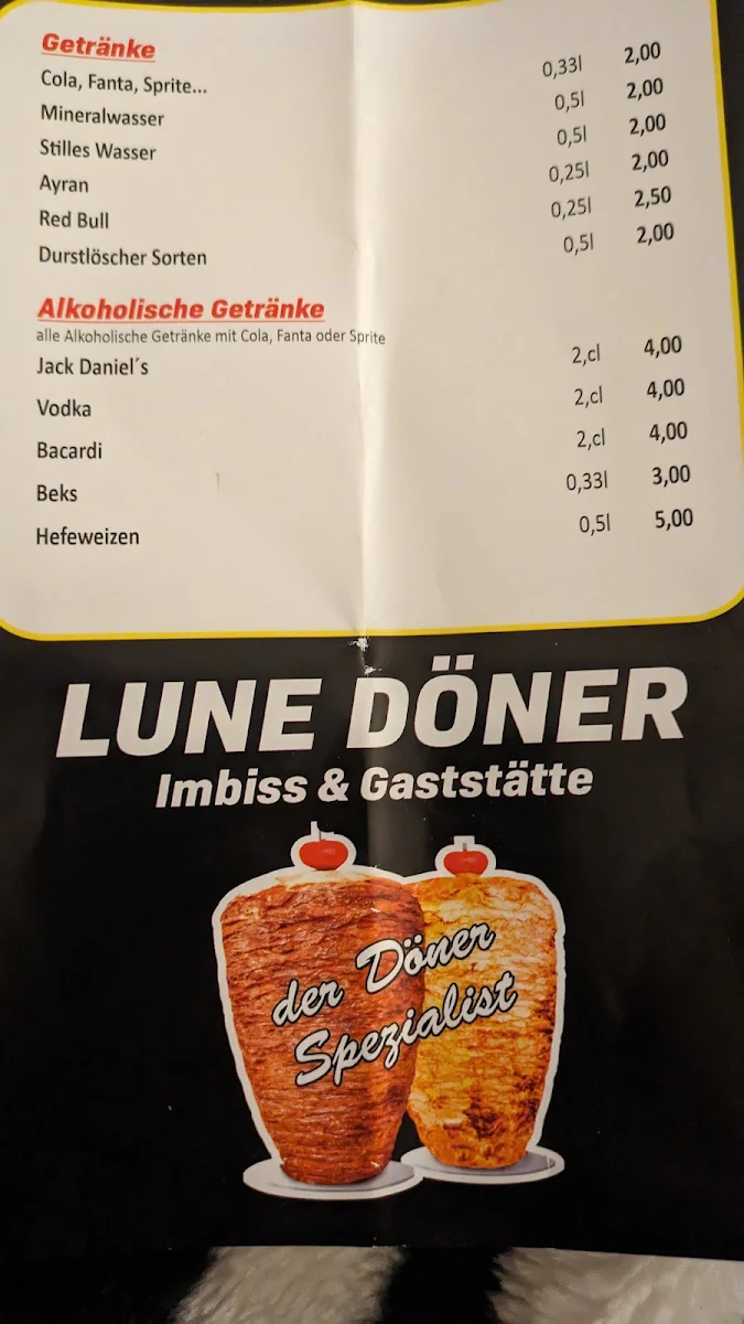 Speisekarte, Lune Döner