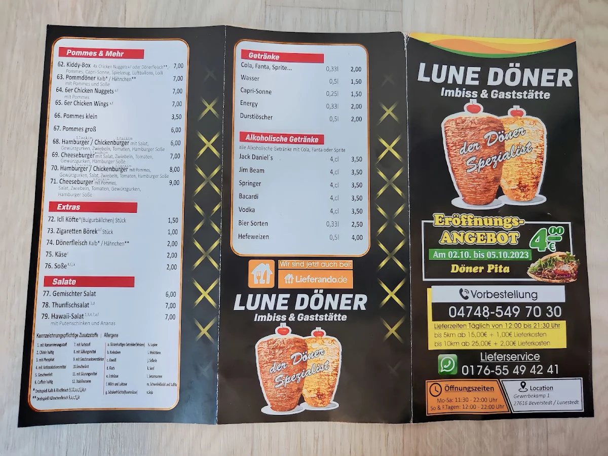Speisekarte, Lune Döner