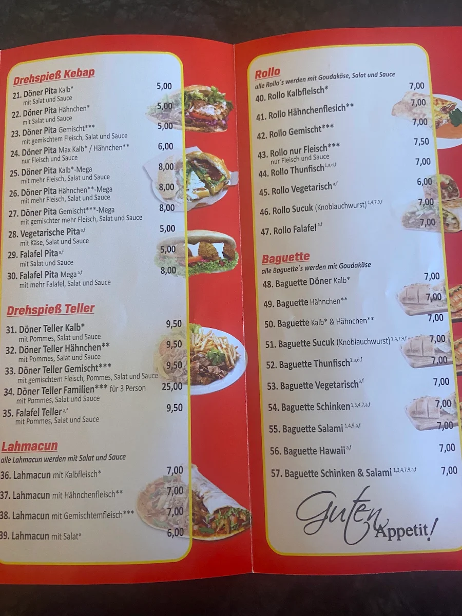 Speisekarte, Lune Döner