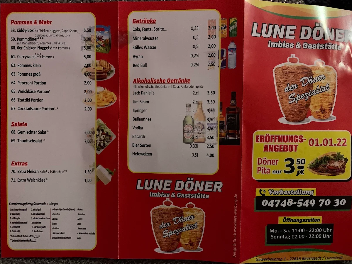 Speisekarte, Lune Döner