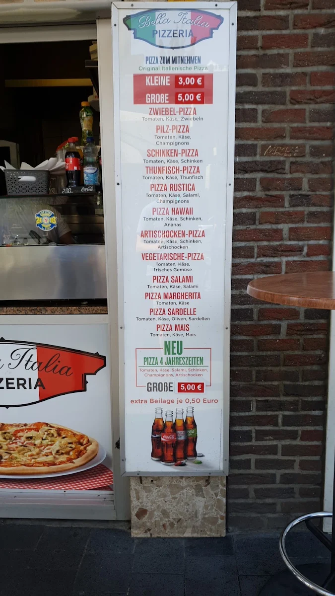 Speisekarte, Pizzeria Bella Italia