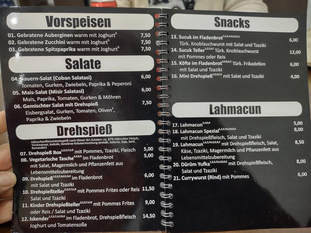 Speisekarte, Kebaphaus am Bebelplatz