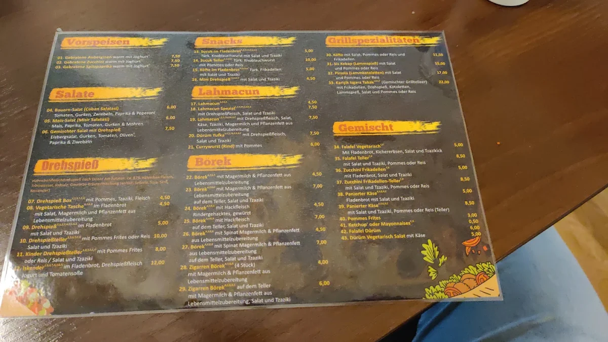Speisekarte, Kebaphaus am Bebelplatz