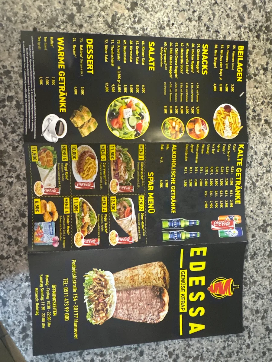 Speisekarte, Edessa Gemüsekebap