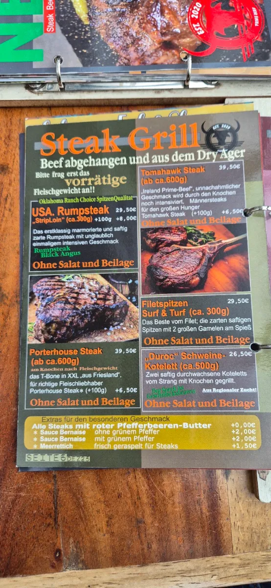 Speisekarte, NEXT Steak BEER Burger