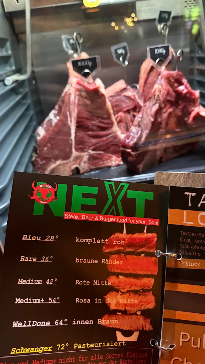 Speisekarte, NEXT Steak BEER Burger