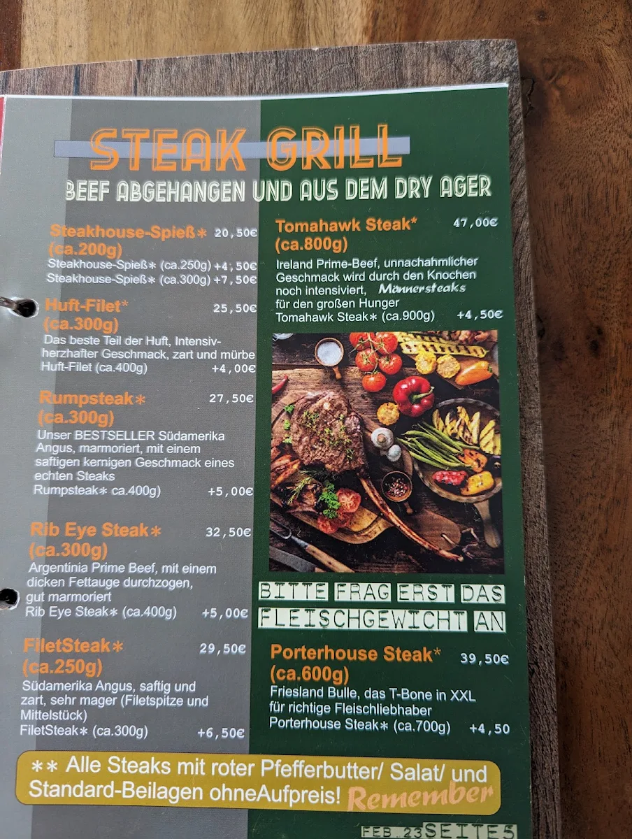 Speisekarte, NEXT Steak BEER Burger