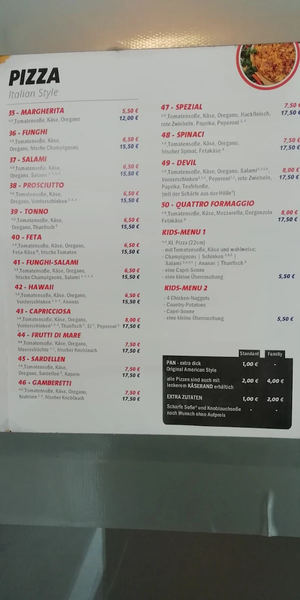 Speisekarte, Pizza King Moosburg