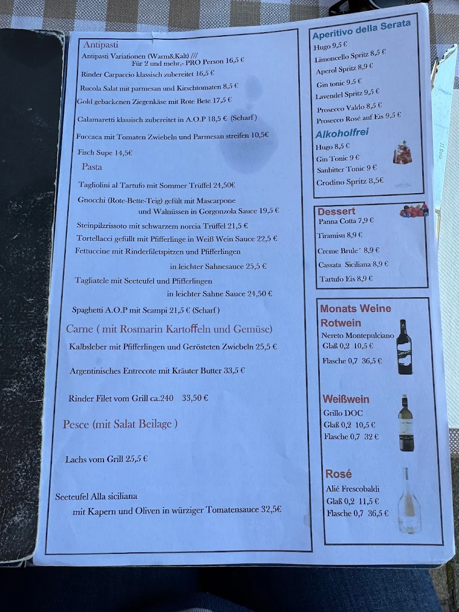 Speisekarte, Da Pazzi