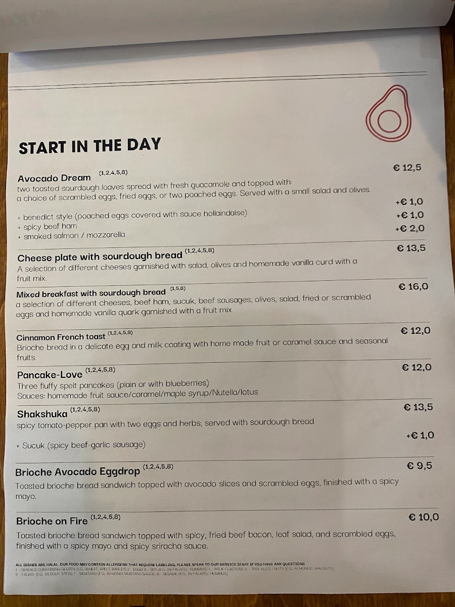 Speisekarte, Blue Avocado